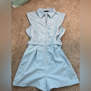 Blue Zip Up Romper